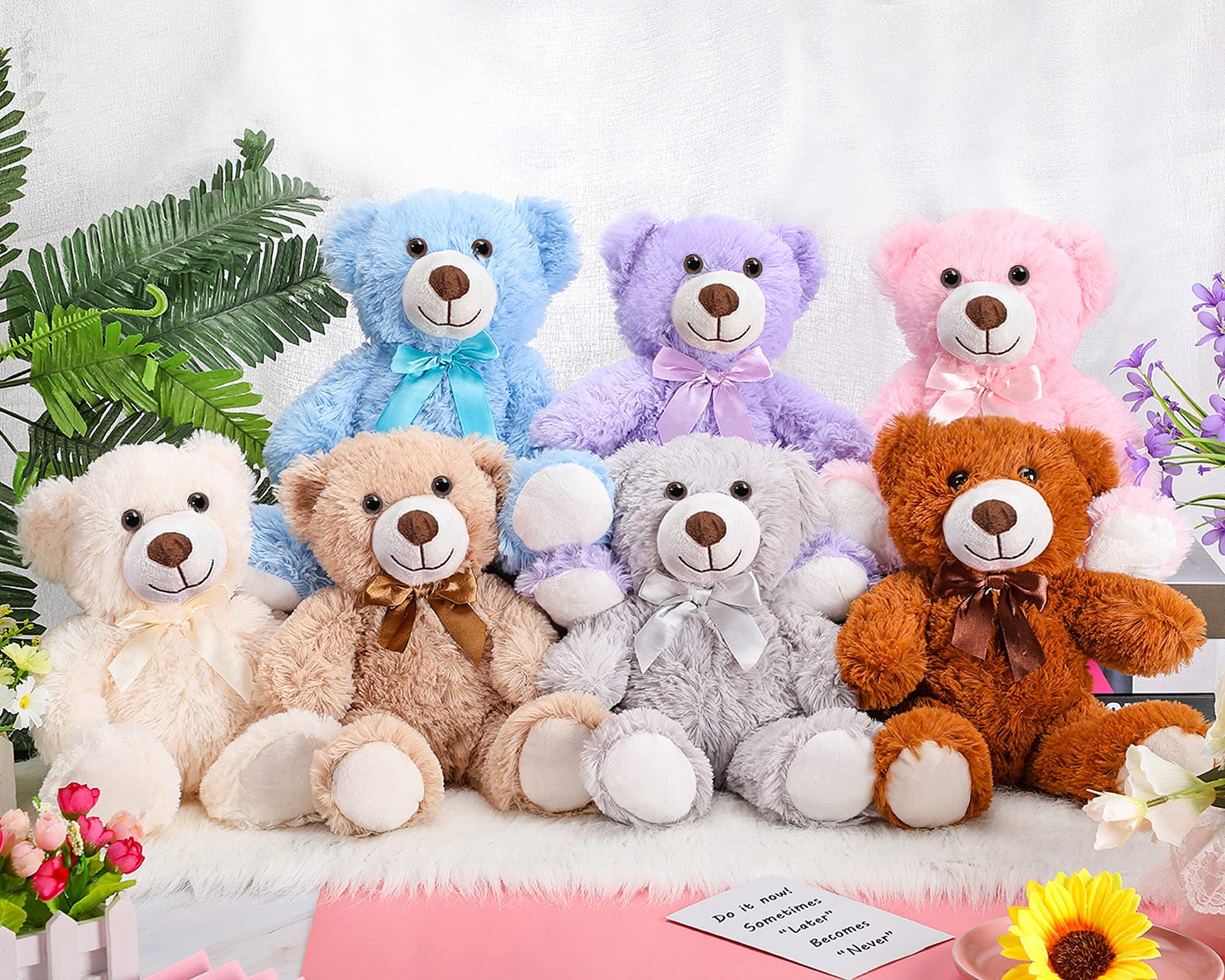 Zomiboo 7 Packs 14 Inch Plush Bear Stuffed Animals Plush Soft Cute Stuffed Dolls Birthday Party Decorations(Cute Colors)