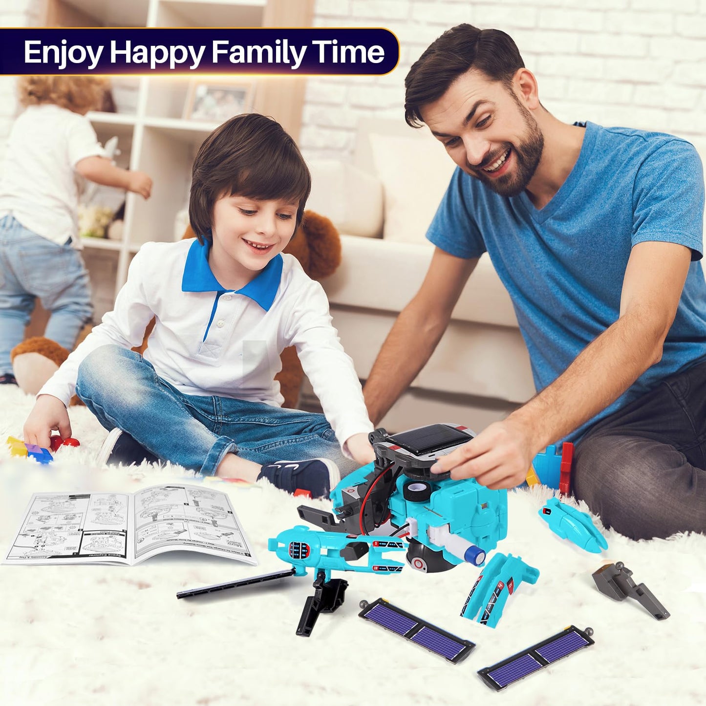 COBFDHA 6-in-1 Solar Robot STEM Toys for Kids Ages 8-13, Light Blue Educational Science Kits, Perfect Christmas & Birthday Gifts