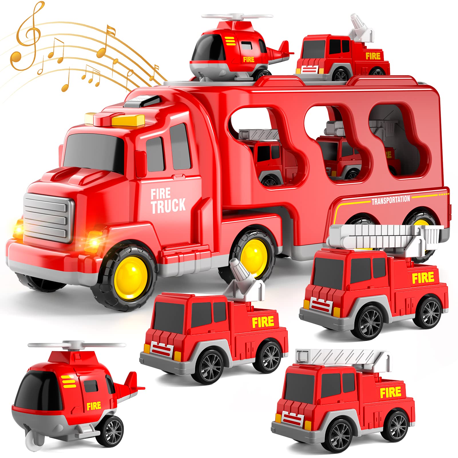 Bennol Toddler Trucks Toys For Boys Age 1-3 3-5, 5 In 1 Fire Car Truck For Girls 1 2 3 4 5 6 Years Old, Christmas Birthday Gift