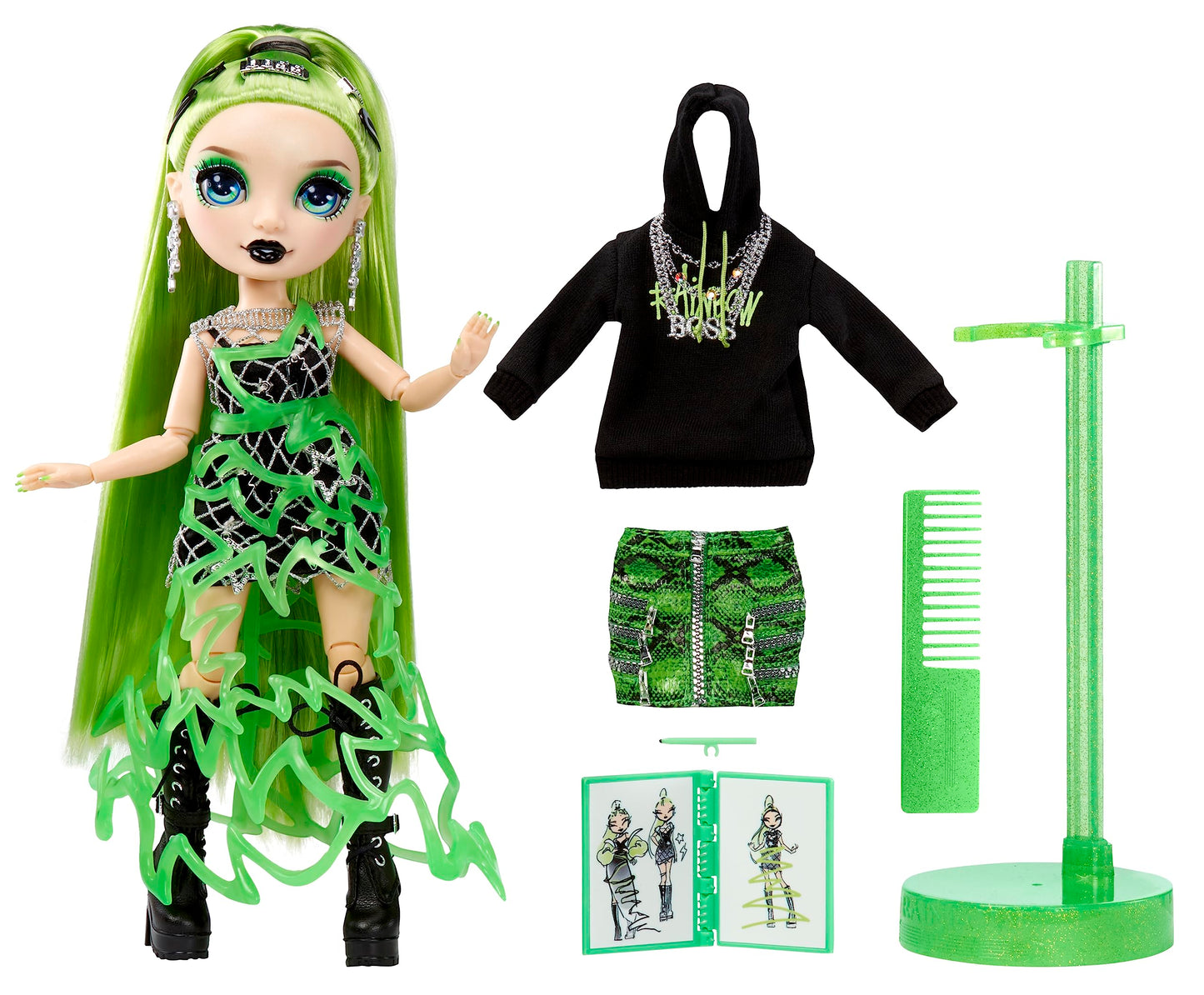 Rainbow High Fantastic Fashion Jade Hunter - Green 11” Fashion Doll And Playset With 2 Complete Doll Outfits, And Fashion Play Accessories, Great Gift For Kids 4-12 Years Old