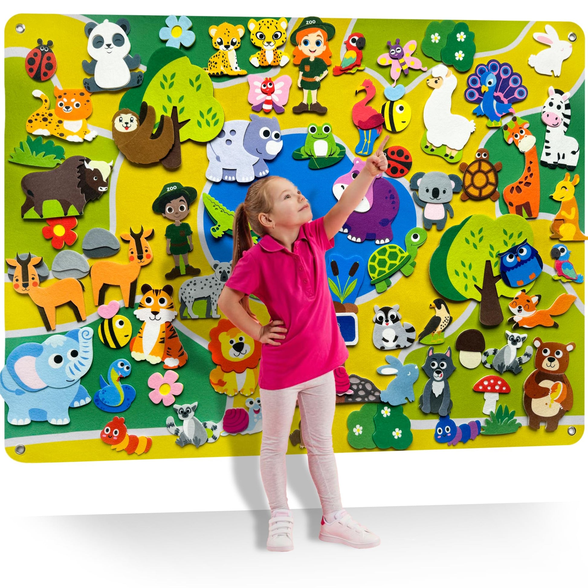QUOKKA Zoo Felt Board for Kids 3-5 Years Old - Social Emotional Preschool Learning Activities for Ages 2-4