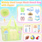 Tagitary Beach Toys Mesh Beach Bag with Zipper, Green Large Beach Tote Waterproof Sandproof with 8 Pockets for Storage Swim Pool