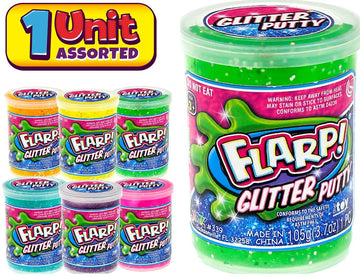 Ja-Ru Flarp Glitter Putty Scented Noise Putty (1 Unit Assorted Color) Squishy Shine Rainbow Glitter Sparkling Colors, Noise Putty Slime, Stress Toy Party Favors For Kids Boys And Girls. 339-1A