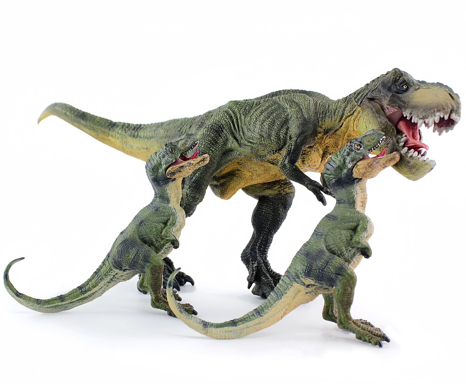 Gemini&Genius 3-Piece Dinosaur Set With T-Rex & Cubs, Action Figures, Moveable Jaw, Cake Topper, Party Gift For Kids 3-12 Years Old