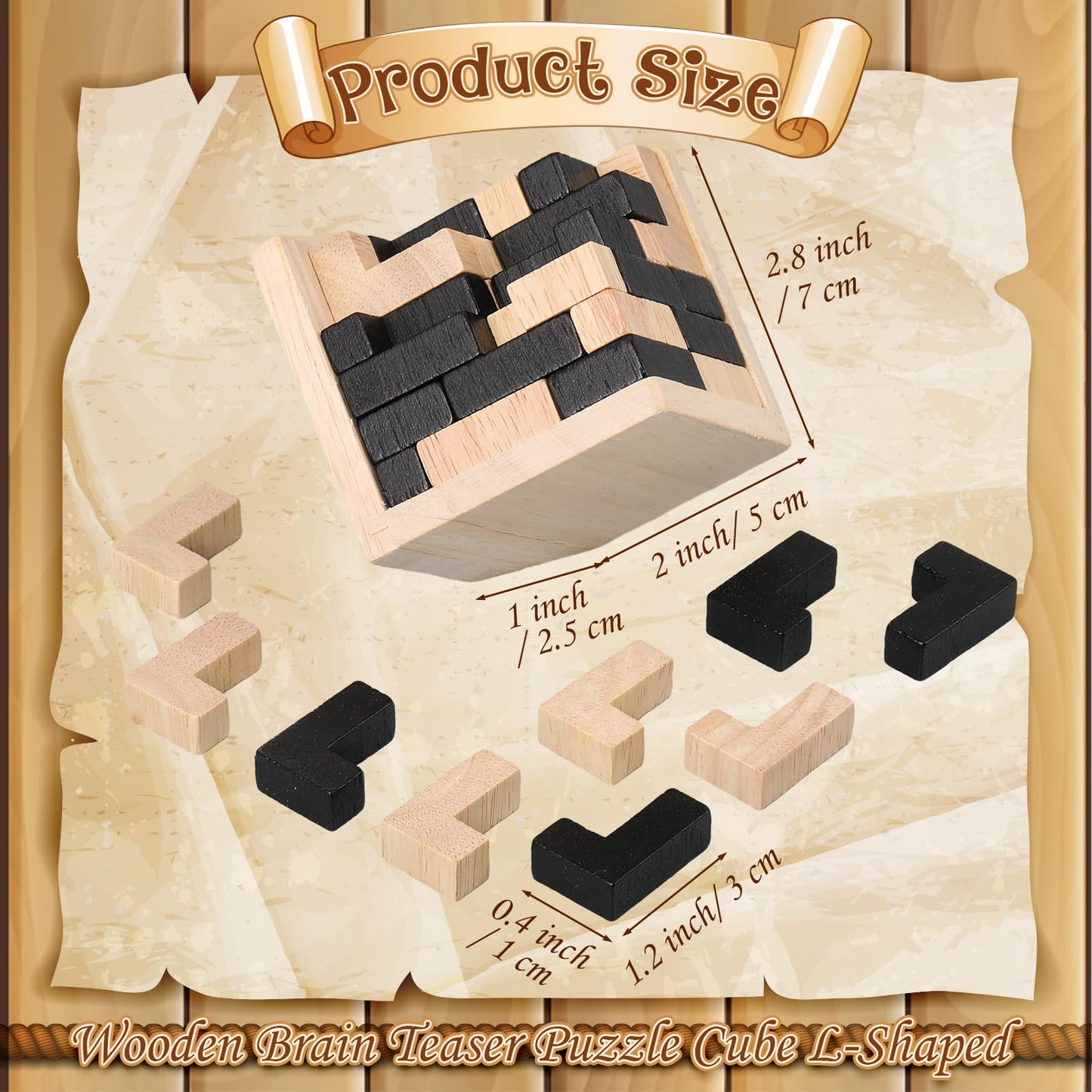 Yilloog Wooden Puzzle Games Brain Teasers Toy Educational 3D Logic Puzzles  Brain Teaser Intellectual Removing Assembling Puzzle Gift for Party mature-themeds(Cube)