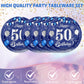 Navy Blue And Silver 50Th Birthday Paper Tableware Happy Birthday Party Plates Napkins And Plastic Table Covers For Men Women 50