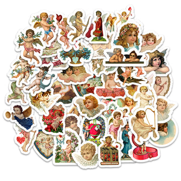Vintage Angels And Cupids Stickers, Vinyl Scrapbooking Stickers Packs, 50Pcs Kawaii Cute Angel Aesthetic Stickers For Kids Teens