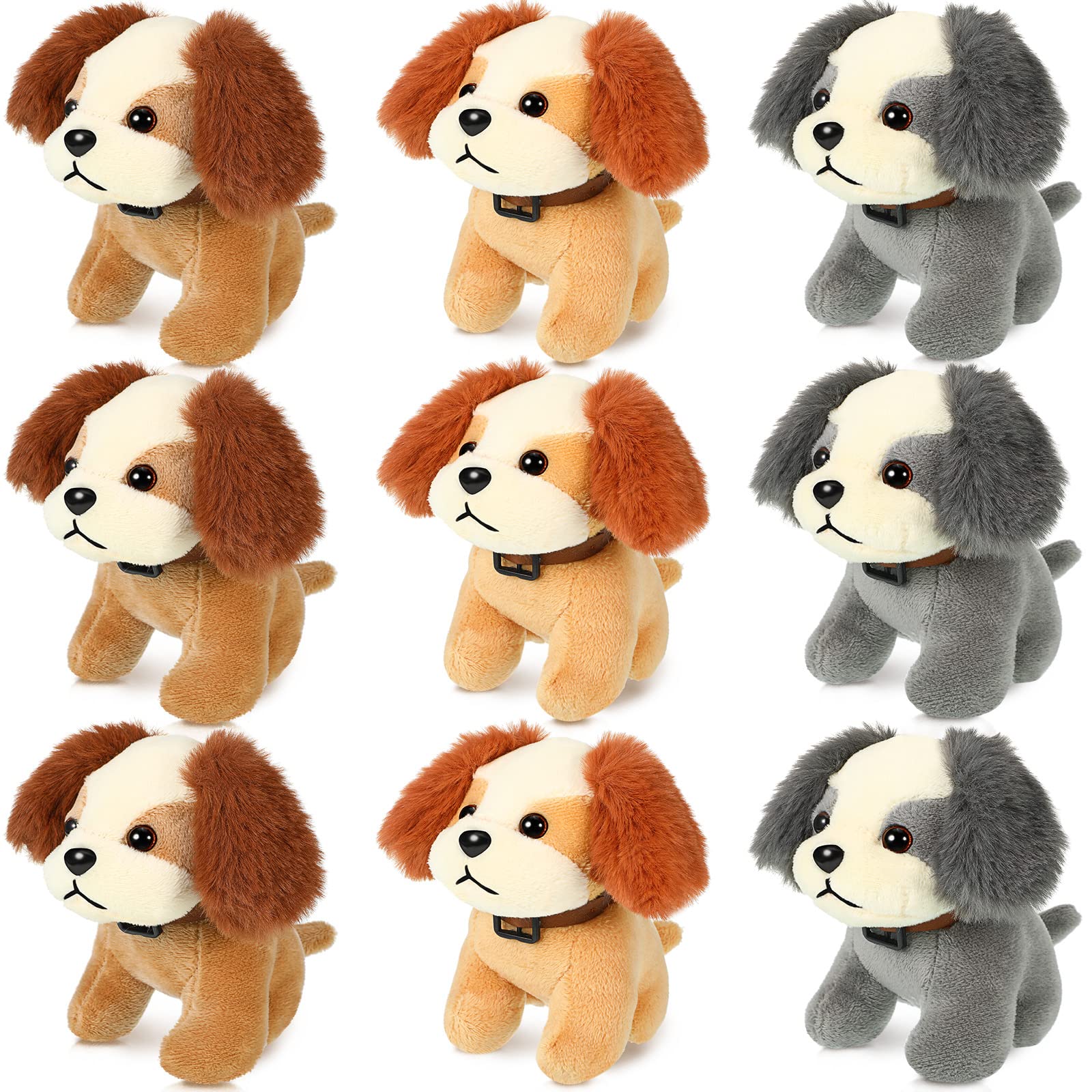 Sumind 9 Pcs Mini Plush Dog Stuffed Animals Bulk Dog Plush Party Favors For Easter Goodie Bag Fillers Baby Show Birthday(Plush Puppy)