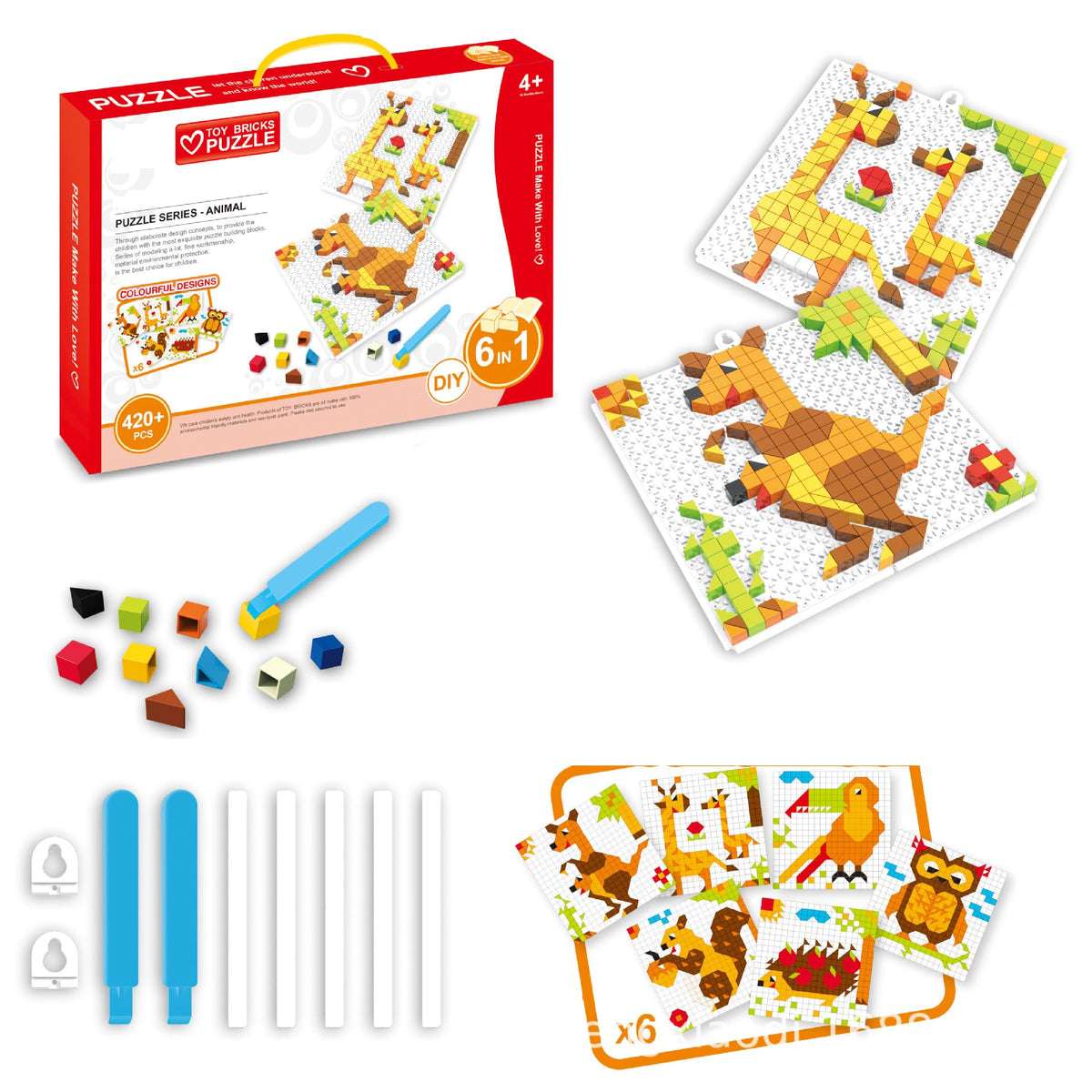 FunBlast 6 in 1 Building Blocks for Kids  DIY Animals Theme Blocks Game for Kids, Montessori Fun & Learn Activity Blocks, Puzzl