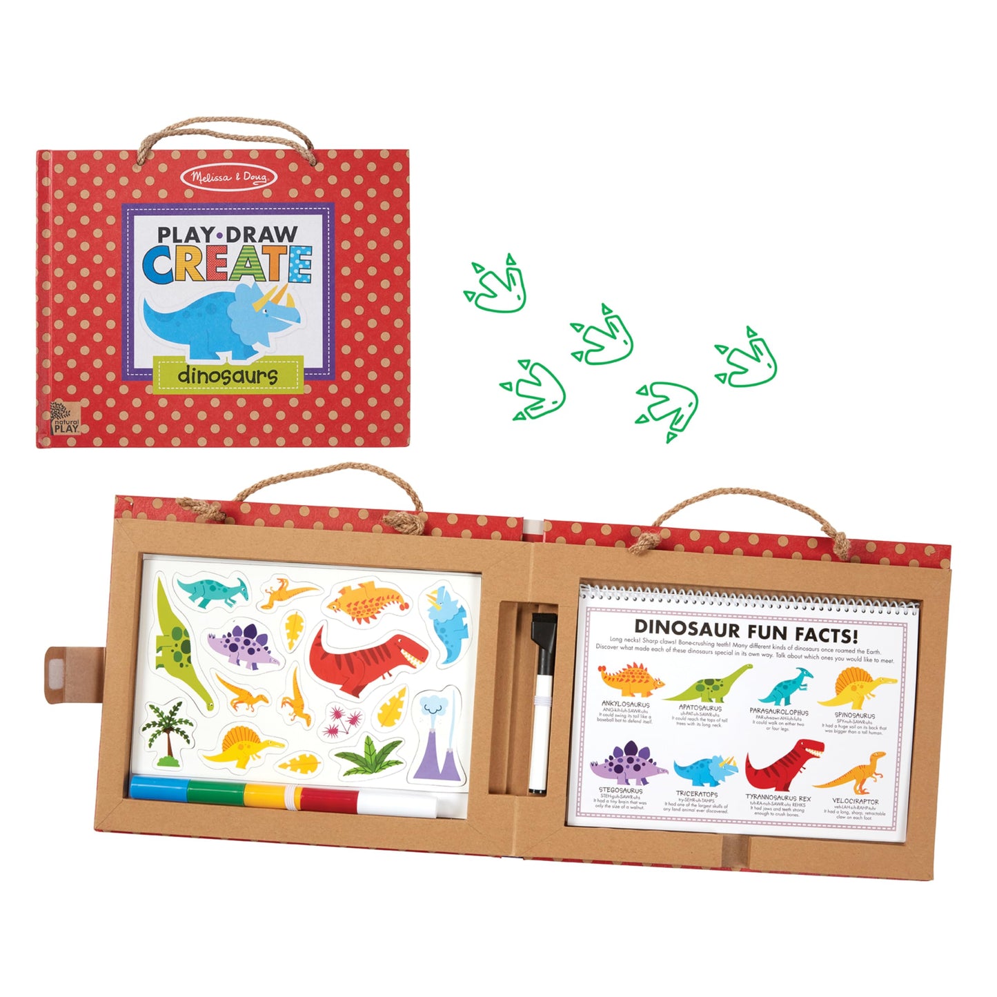 Melissa & Doug Dinosaurs Drawing Activity Set - Reusable Mess-Free Travel Kit with 41 Magnets & 5 Markers, Model 31321