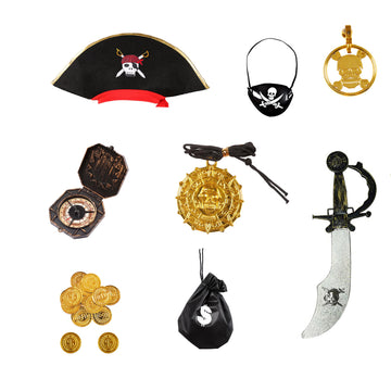 Yorborgor Pirate Costume For Kids Pirate Outfit For Boys Pirate Cosplay Party Dress Up (White, 9-10 Years)