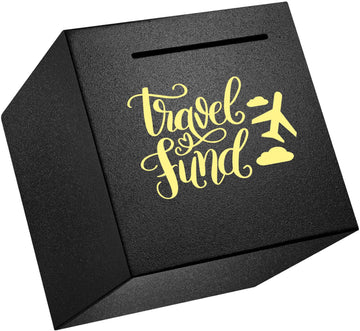 Piggy Bank Made Of Stainless Steel, Piggy Banks For Adults Coin Bank,Can Only Save The Piggy Bank That Cannot Be Taken Out (Travel.Fund(4.72 Inch-Black))