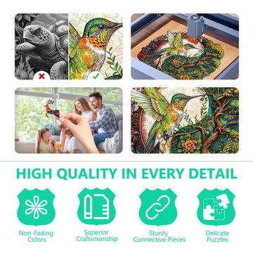 Wooden Puzzles For Adults - Yin Yang Hummingbird Wooden Jigsaw Puzzles For Adults, Unique Shaped Wood Puzzles Adult, Wooden Puzz