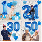 Biapian 40 Inch Blue Number 16 Balloons, 8Pcs Large Foil Number 1 & 6 Balloons With 18'' Blue Silver Heart Shape Balloon For 16T