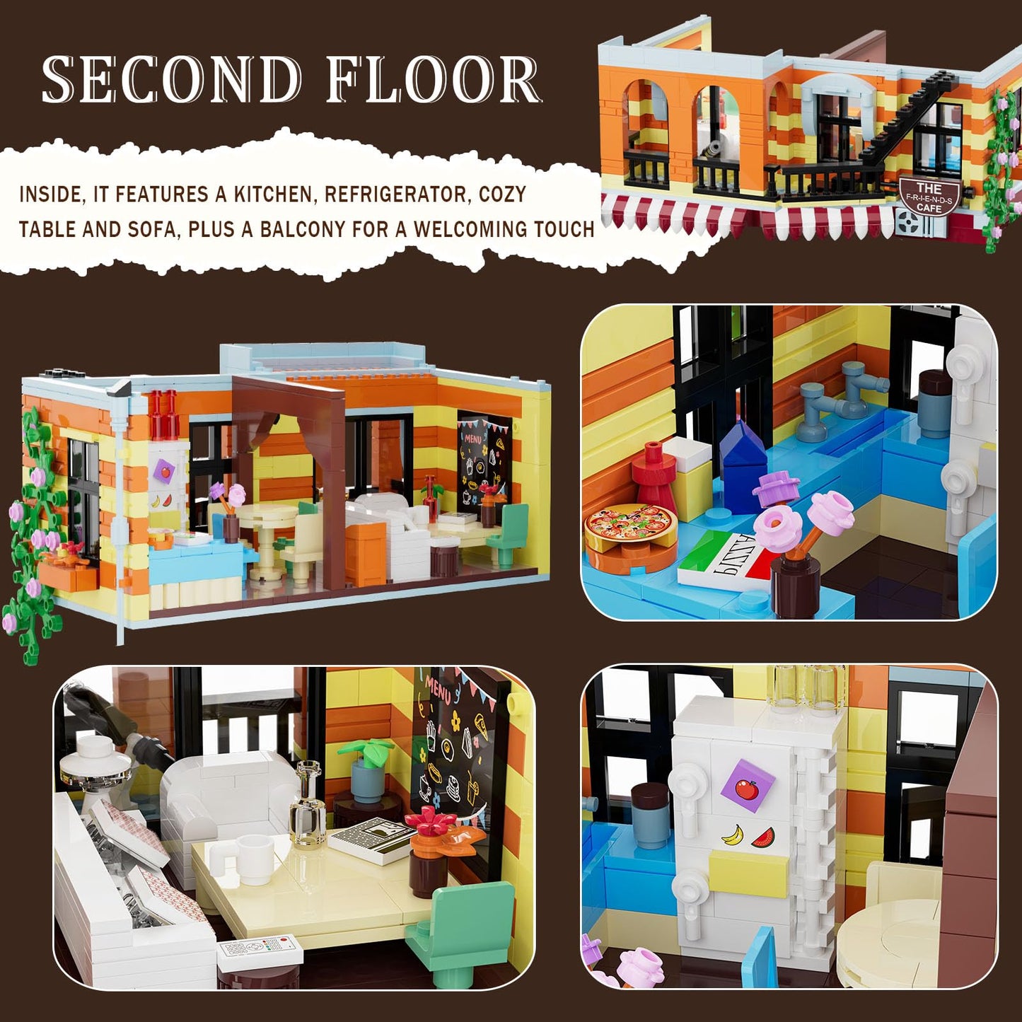 City Coffee House Mini Building Set - Three-Level Cafe Modern House Set - Ages 8+ Boys & Girls