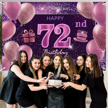 72Nd Birthday Decorations For Girls Imisi Happy Birthday Banner Pink Decorations For A Party Birthday Backdrop For Women