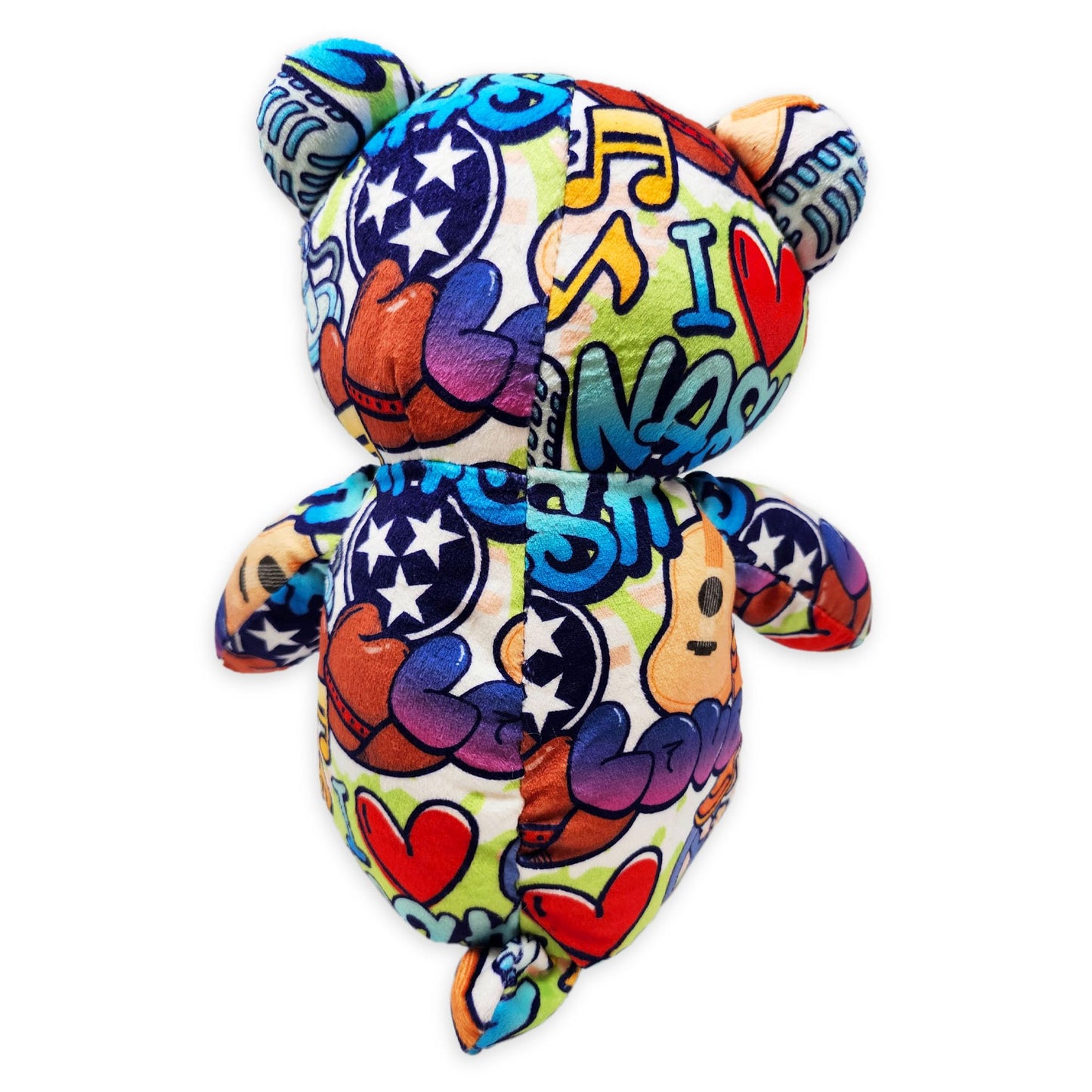 PLUSHOLOGY I Love Nashville Graffiti Teddy Bear Eco Friendly Stuffed Animal; Cuddly Soft Velboa Plush Animal for Kids 3 Years Old to mature-themeds; Child-Safe Embroidered Face Details (10 Tall When Seated)