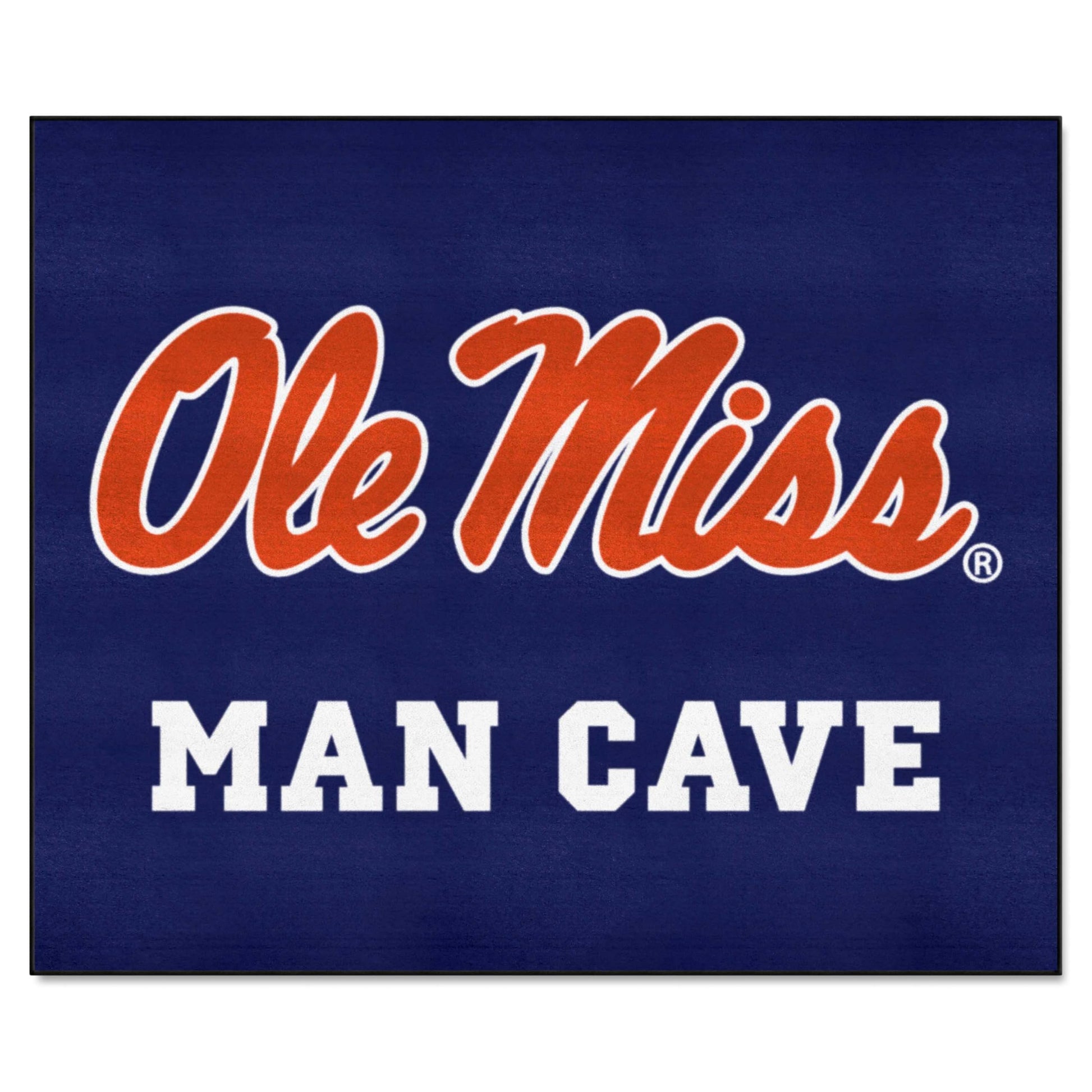FANMATS 14674 Ole Miss Rebels Man Cave Tailgater Rug - 5ft. x 6ft. Sports Fan Area Rug, Home Decor Rug and Tailgating Mat - Navy
