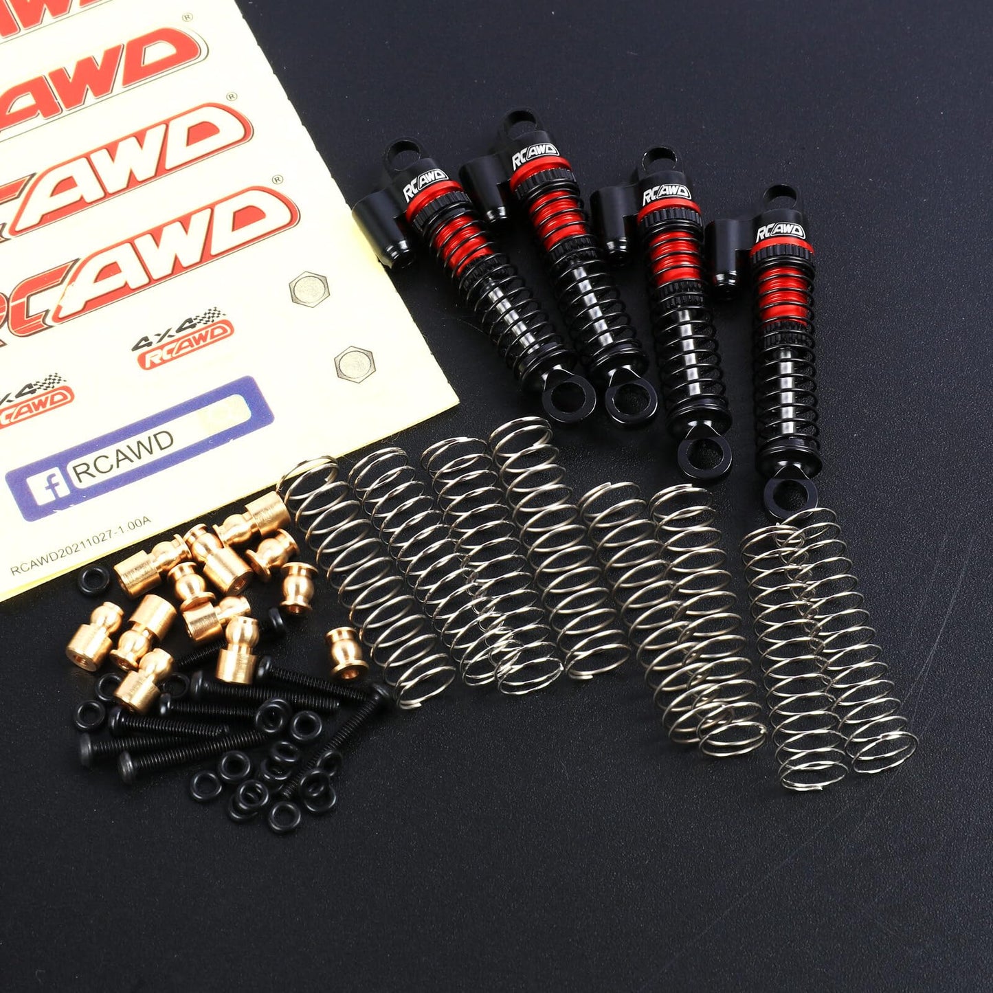 RCAWD Upgrades for Hobby Plus CR-18P Rock Van, T-Hunter, Trail Hunter Shock Absorber Parts, Aluminum Front Rear RC Shocks Damper