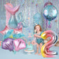 Mermaid Balloons 2Nd Birthday Decorations, 8Pcs Mermaid Party Decorations Balloons, 40 Inch Rainbow Number 2 Balloon, Large Helium Foil Mermaid Tail Balloon, Seashell Balloons For Girls' 2Nd Birthday