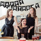 Hooqict Black Happy Birthday Banner Sign For Backdrop Black Birthday Decorations For Men Women Kids Party Supplies Wall Door Banner Garland Bunting Flag