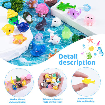 dsooldre 50pcs Mini Ocean Resin Animals Tiny Sea Animals Figurines Marine Miniature Plastic Animals Aquarium Ornaments Decoratio