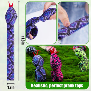 Shindel 10PCS Snake Slap Bracelets, Stuffed Snap Bands Reptile Snap Bracelets Fuzzy Animal Bracelet for Birthday Party Favors Ha