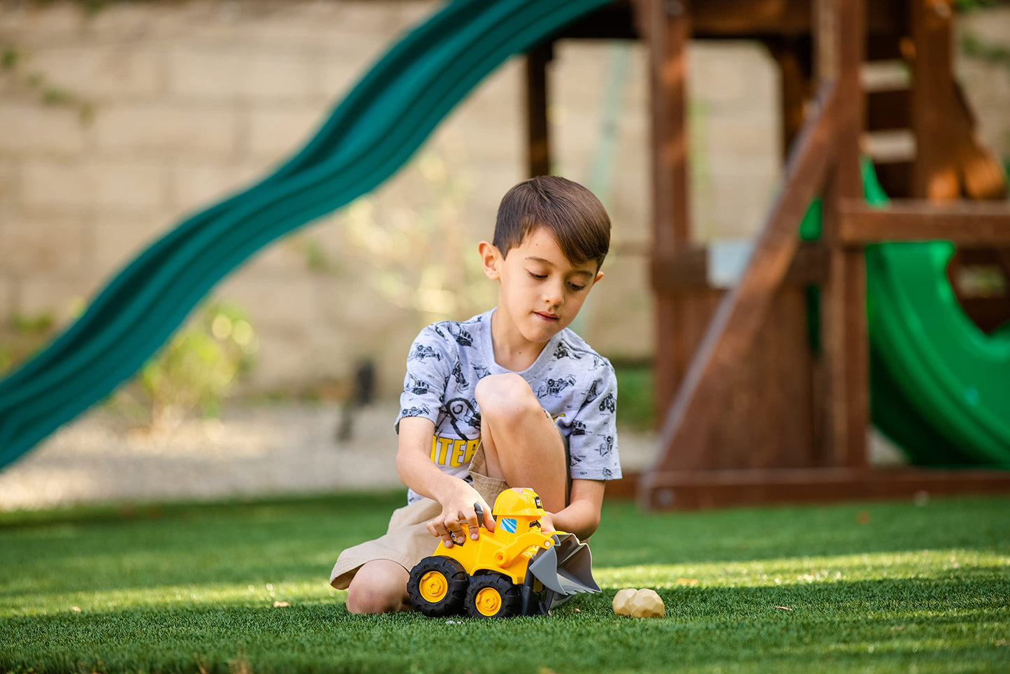 CAT Construction Toys, Front Loader Toy - Interactive Forward & Back Motion, Lights & Sounds, Animated Face - Batteries & Play R