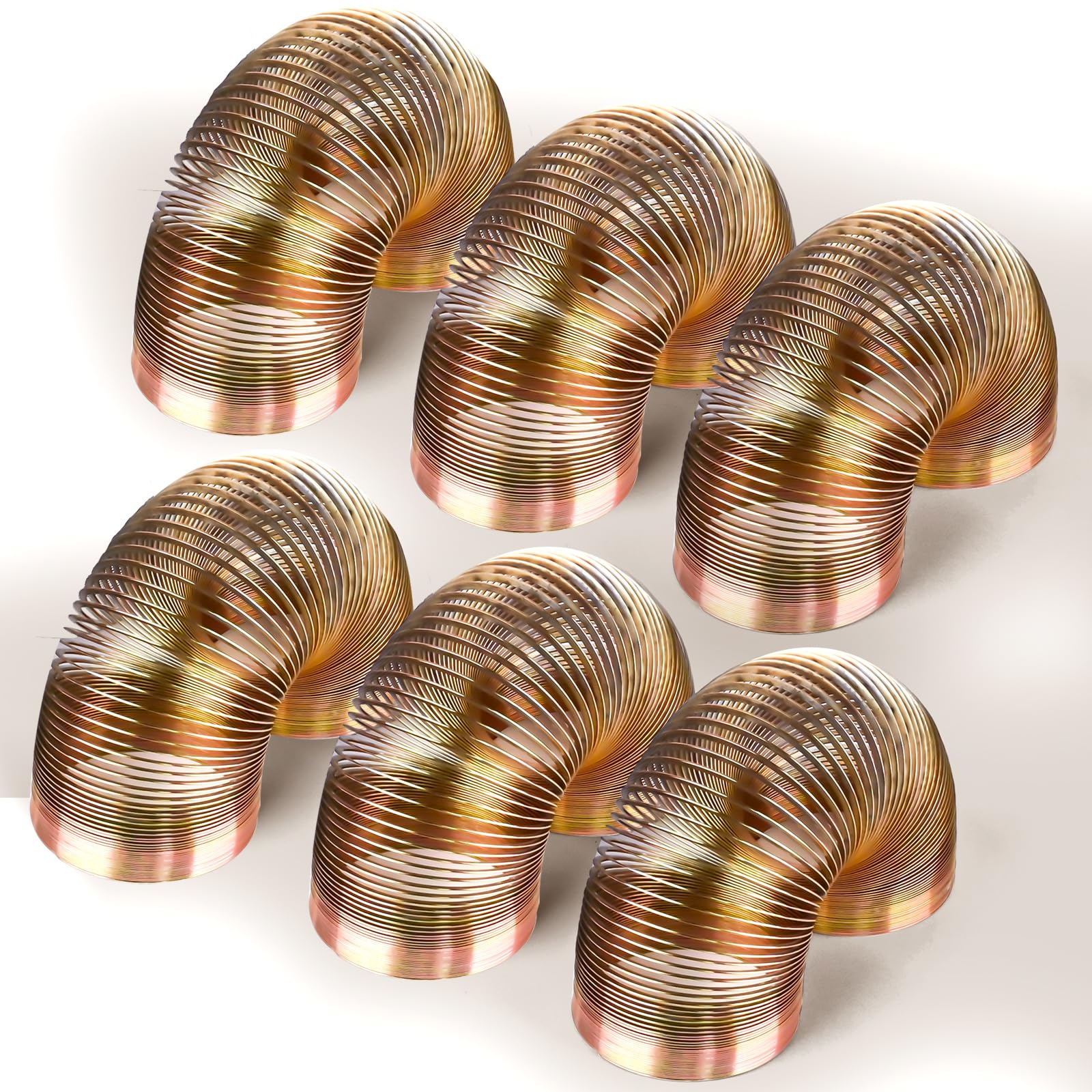 Metal Fidget Spring Toys, Quiet Cool Stress Relief Toys 6 PCS Set for Adults Office Desk Spring Walking Toy for Classroom Prize 