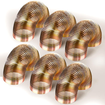 Metal Fidget Spring Toys, Quiet Cool Stress Relief Toys 6 PCS Set for Adults Office Desk Spring Walking Toy for Classroom Prize 