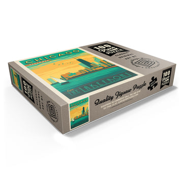 Mypuzzle Chicago: Lakefront, Vintage Poster - Premium 100 Piece Jigsaw Puzzle For Adults