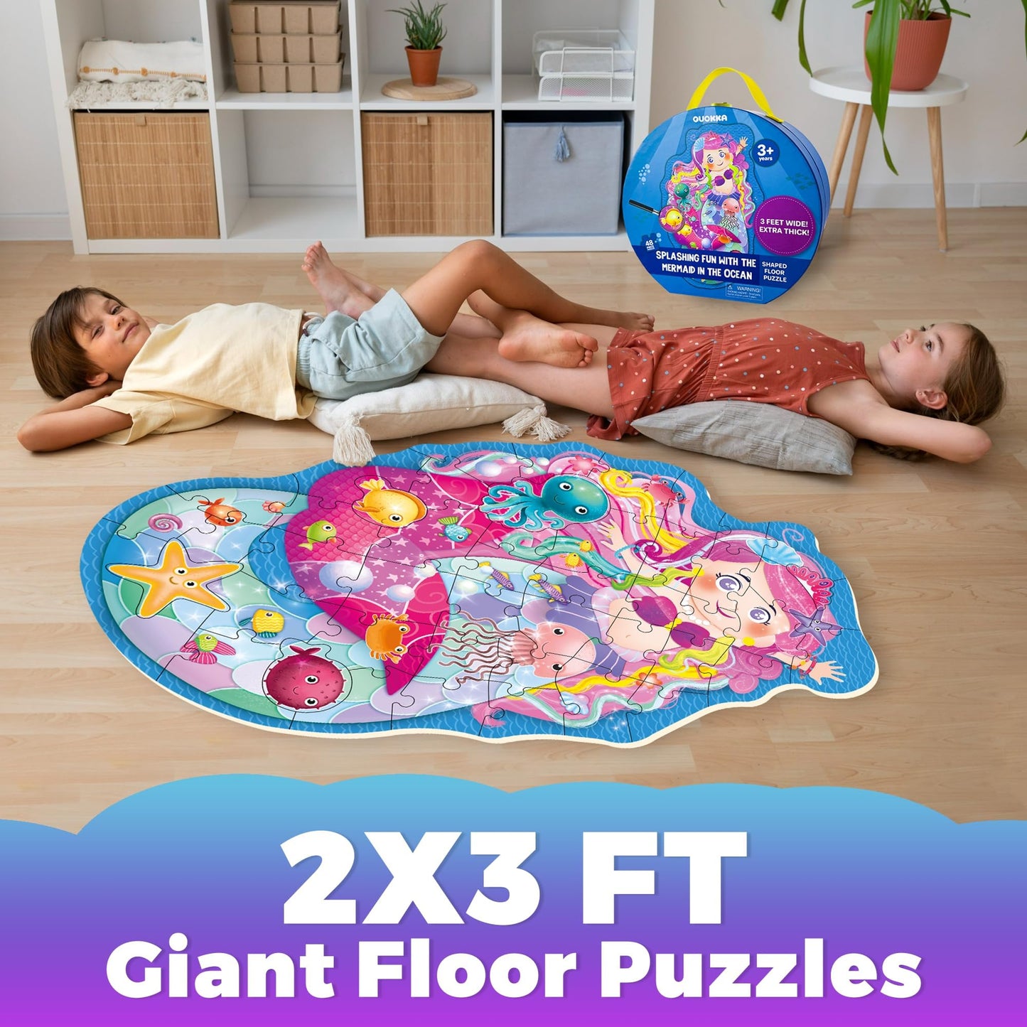 Quokka Giant Floor Puzzles For Kids Ages 3-5 - 2X3 Feet 48 Piece Puzzles For Toddlers 2-4 - Large Shaped Educational Kids Puzzle