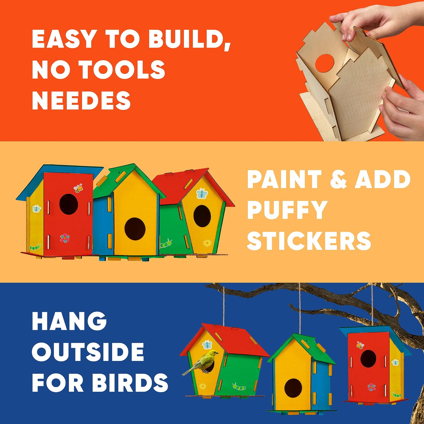 12 Diy Bird House Kits For Children To Build - Wood Birdhouse Kits For Kids To Paint - Unfinished Wood Bird Houses To Paint For