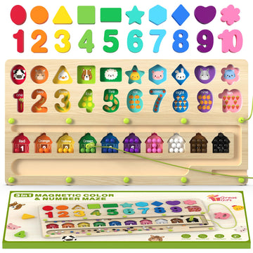 Airbition Montessori Toys 3+ Year Old, Magnetic Color And Number Maze, Shape Sorting Toys For Toddlers, Learning Educational Cou