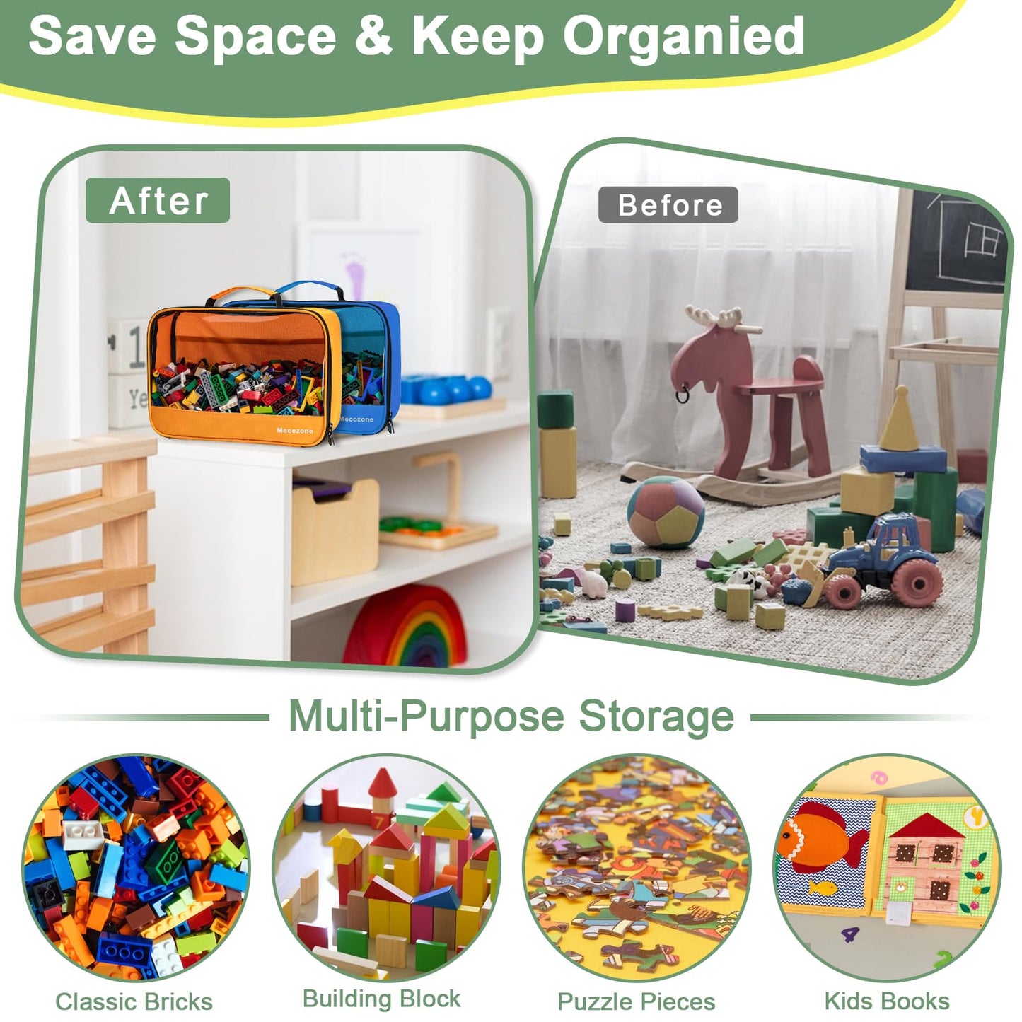 4 Pcs Toys Storage Bag, Classic Bricks Building Set Storage Bag, Travel Case For Building Toys, Puzzles