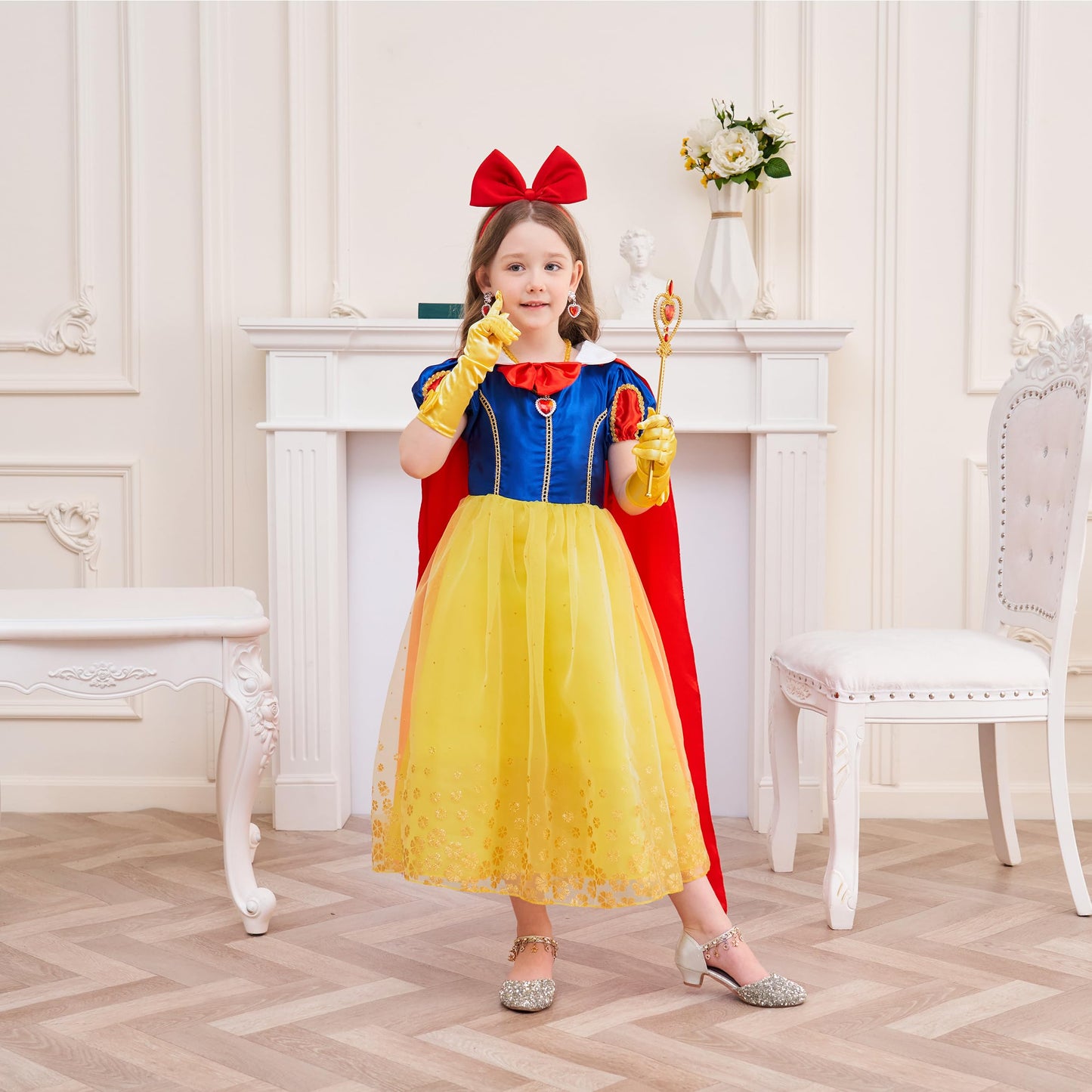 Isswya Princess Dress For Girls Princess Costume Cosplay Halloween Christmas Party Dress Up 5-6Y