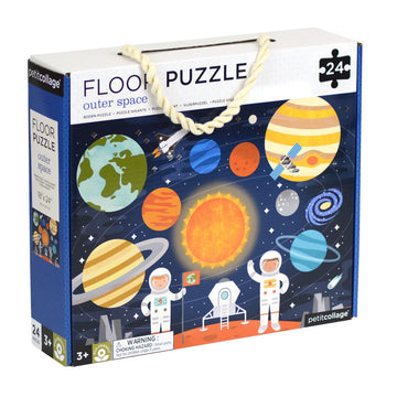 Petit Collage Floor Puzzle Outer Space 24 Pieces | Large Puzzle For Kids | Completed Outer Space Puzzle Measures 18” X 24” | Makes A Great Gift Idea For Ages 3+
