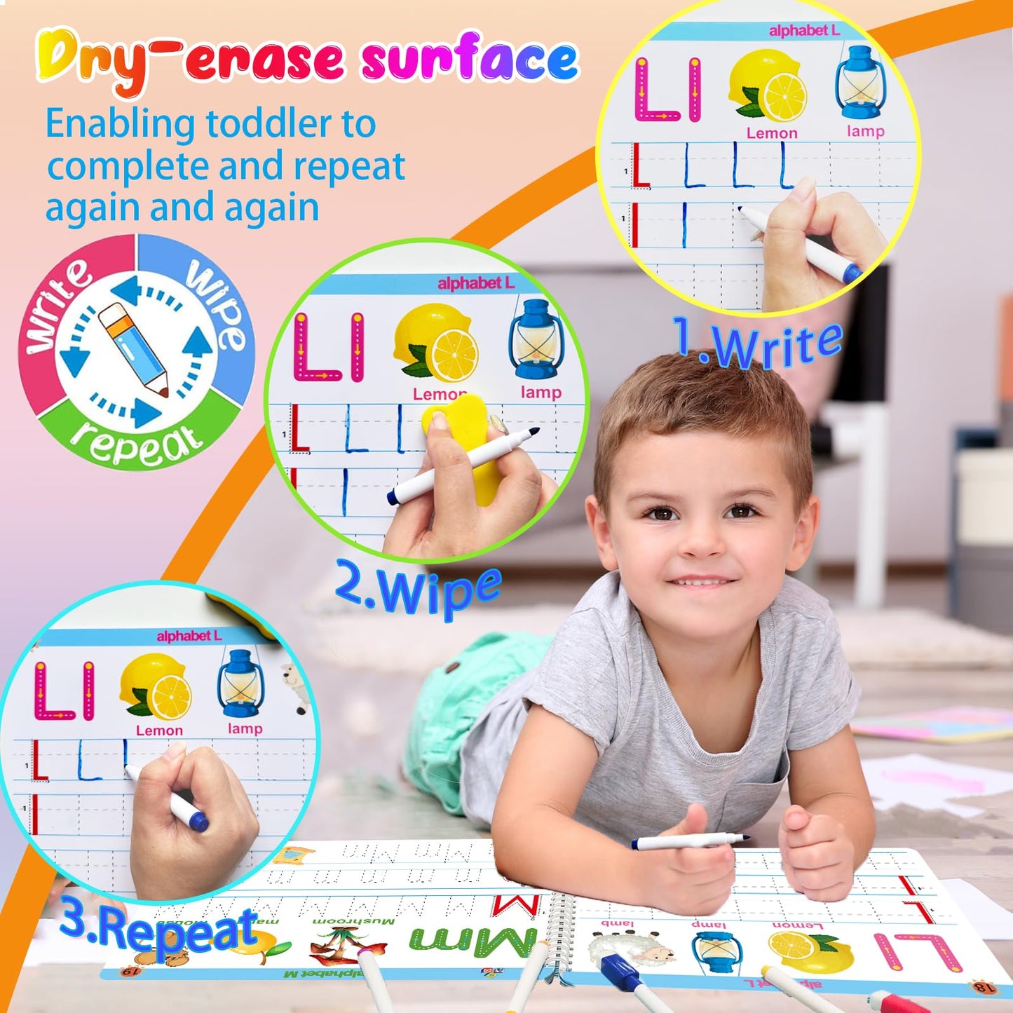 Alianfly Preschool Learning Activities Educational Workbook - Toddler Prek Montessori Handwriting Practice Activity Tracing Toys Busy Book For Kids, Autism Learning Materials And Abc Learning Book