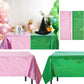 LOYIM 4 Pcs Holographic Tablecloth for Party Pink and Green 54  x 108  Iridescent Metallic Plastic Glitter Laser Table Covers Wi