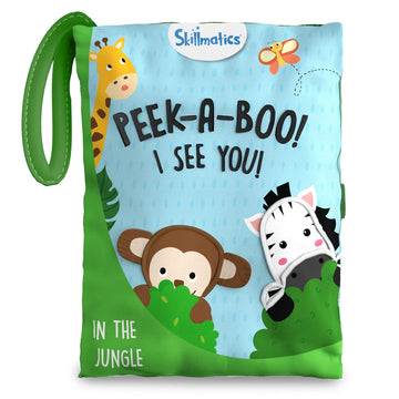 Skillmatics Peek-A-Boo Jungle Book - Soft Cloth Book For Baby, Infant & Toddler Toys, Crinkle Pages For Sensory Play, Gifts For Ages 6 Months And Up