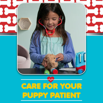Toysmith My World My Play Vet Set - 6 Piece Puppy Playset with Doctor Tools & Crate, Multi Color, Great Gift for Ages 3+