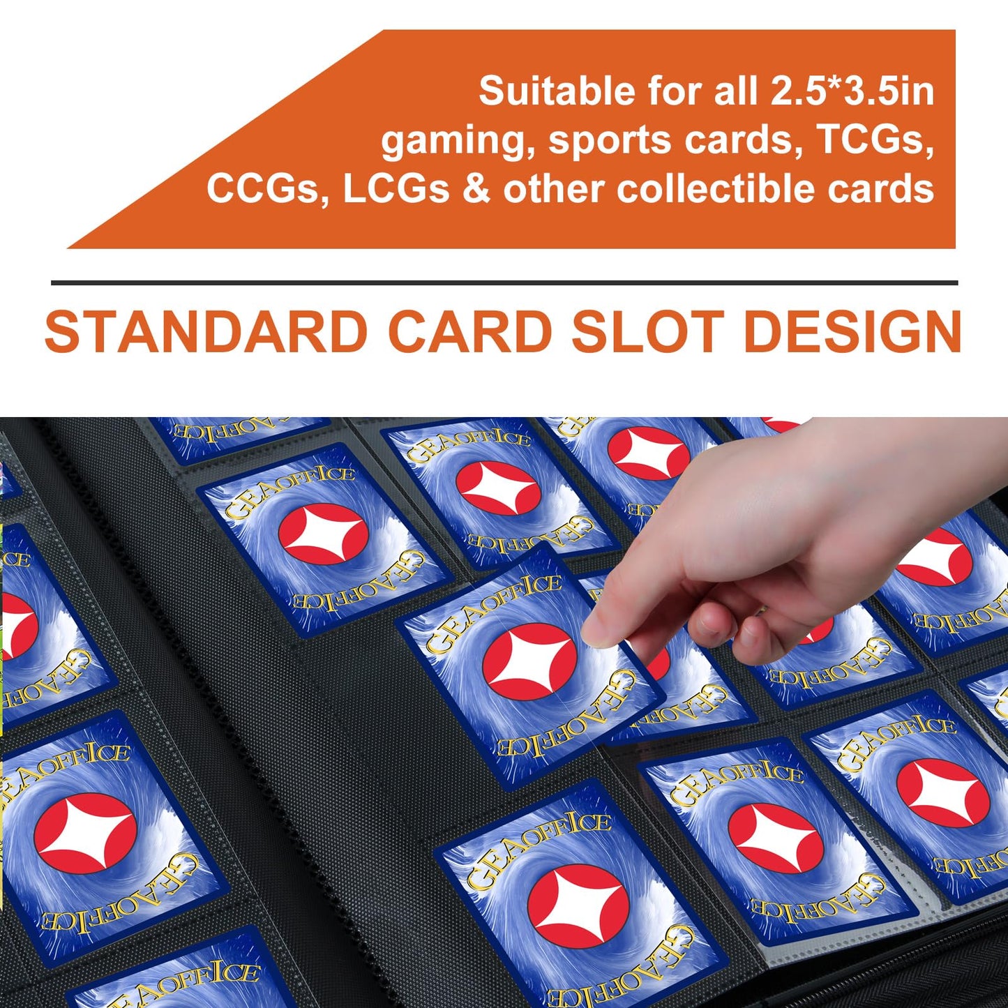 1000+ Pockets Trading Card binder  GEAoffice PU Cover Card Collection Binder  enhanced 16 Pockets Card Holder Folders  Side Loading Card Album for YuGiOh  MTG  TCG  Game Cards & Sports Cards  Orange