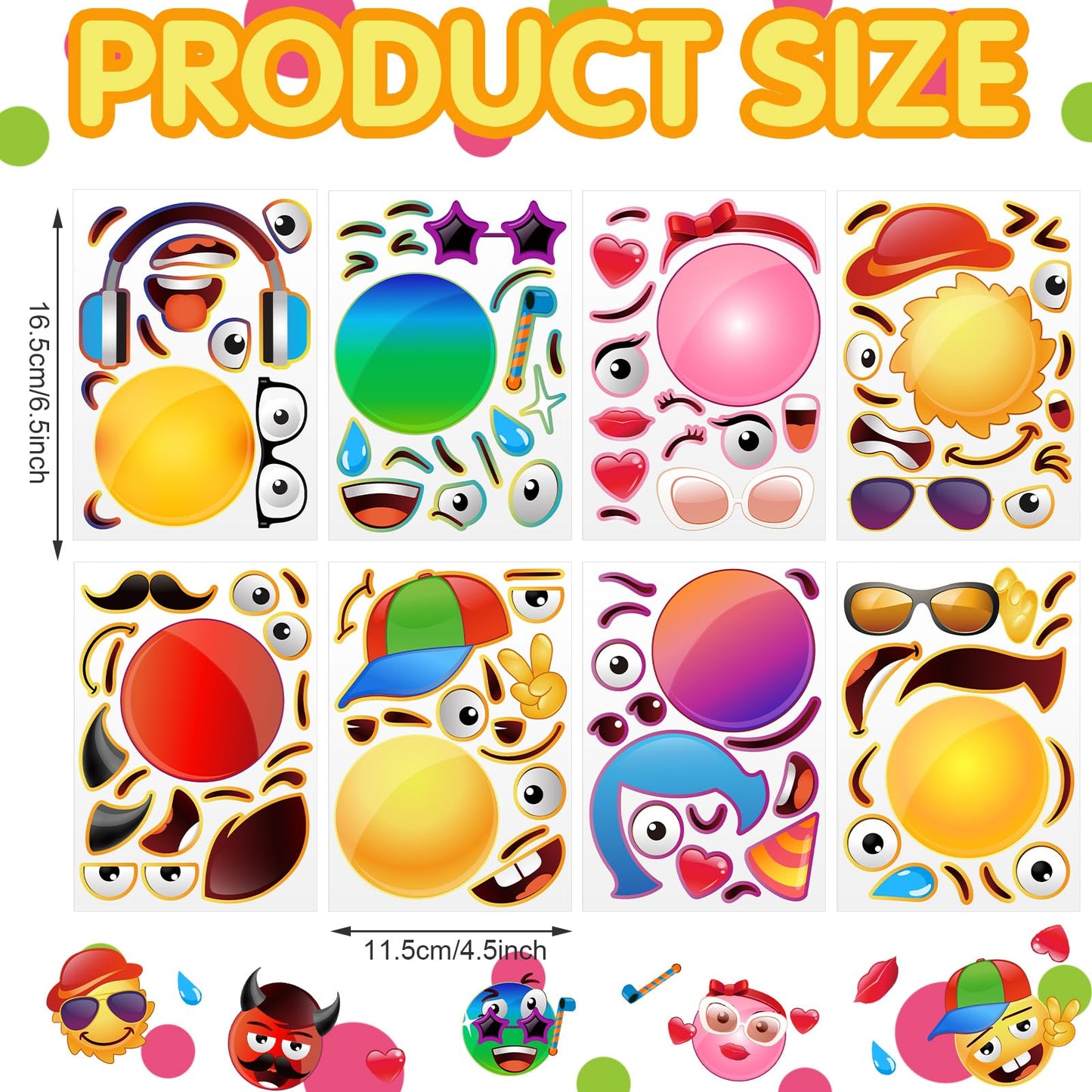 48 Piece Make a Face Own Stickers - Stickers for Kids Your Own Face Craft Reward DIY Birthday Party Supply with 8 Designs