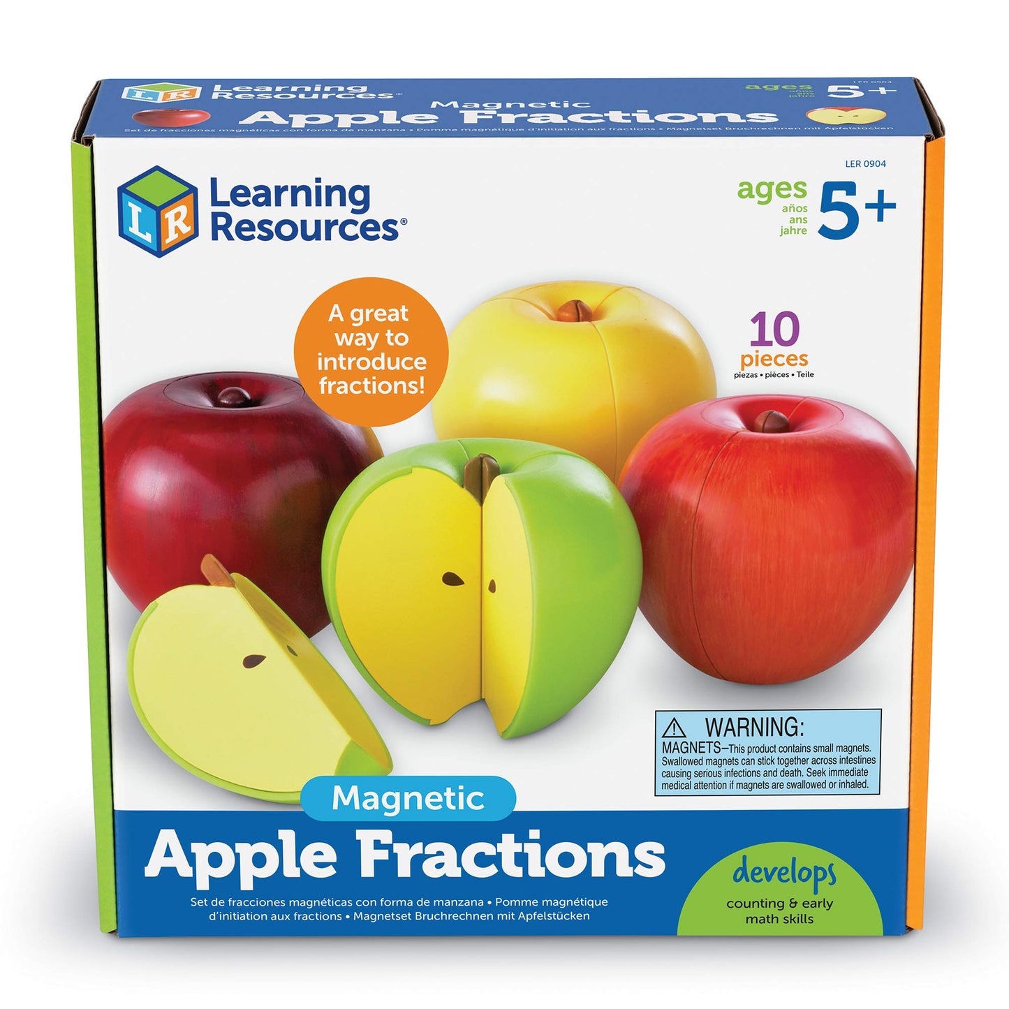 Learning Resources Magnetic Apple Fractions, Multi-Color, 10.5 X 10.4 X 3.2 Inches (Ler0904)