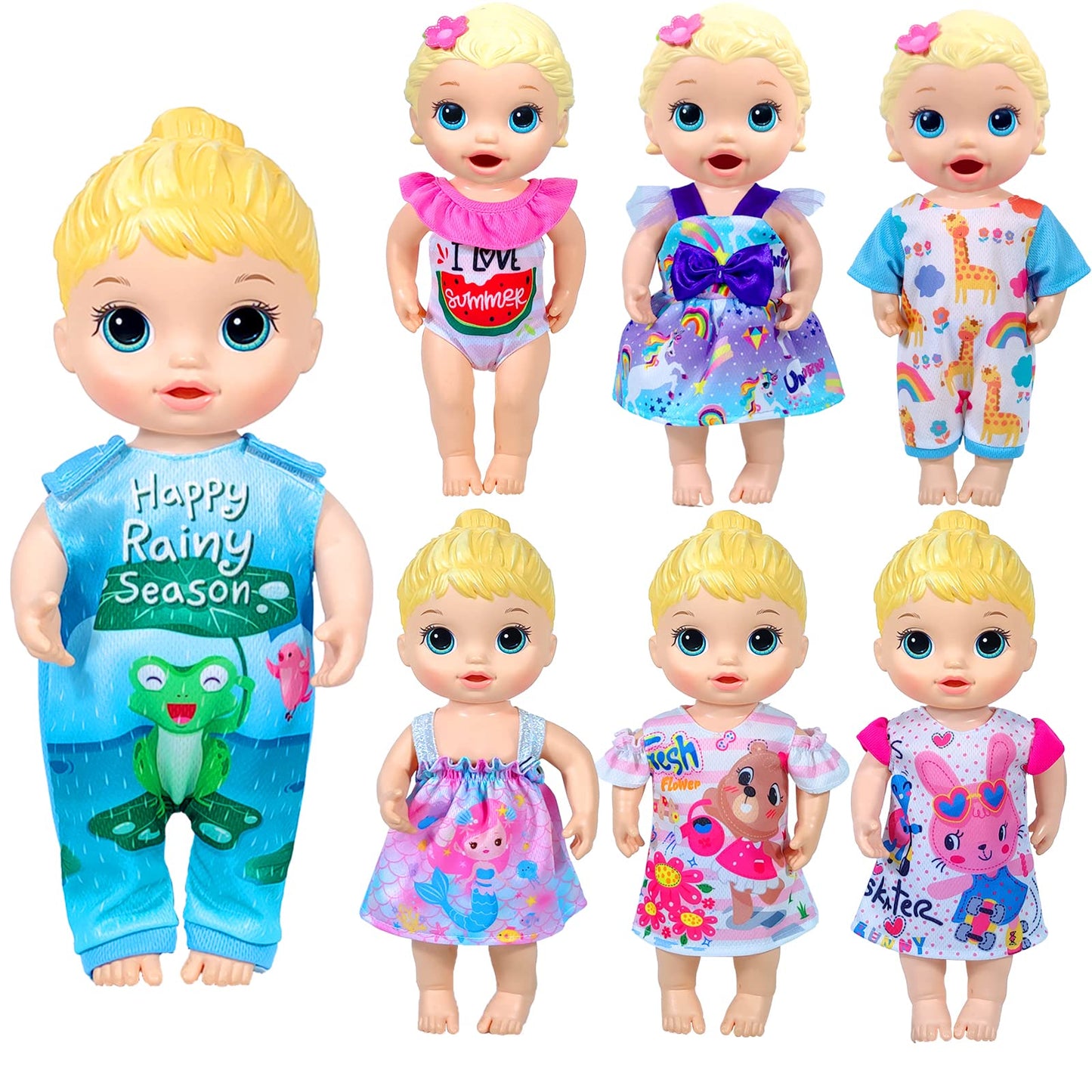 Alive Baby Clothes, 7 Sets Baby Doll Clothes Accessories Dress Swimsuit Outfit For 10-12 Inch Dolls Girls Birthday Xmas