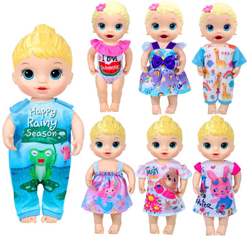 Alive Baby Clothes, 7 Sets Baby Doll Clothes Accessories Dress Swimsuit Outfit For 10-12 Inch Dolls Girls Birthday Xmas