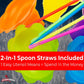 Leak Proof & Drip Catching, Super Cute Reusable 4Oz Flower Snow Cone Cups With Straws 100 Pk, Colorful Easy Grip Bowls Perfect F