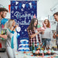 Gya 3X6Ft Blue Silver Birthday Door Banner Navy Blue Glitter Sequin Happy Birthday Background Cake Balloons Gifts Backdrops Kids