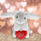 Dollibu I Love You Valentine Plush Grey Rabbit - Cute Stuffed Animal With Red Heart And Name Personalization Gift For Valentines