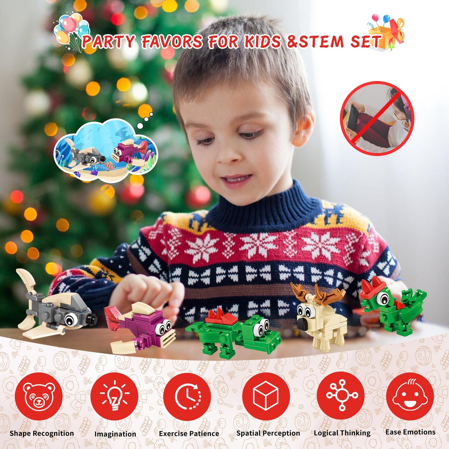 Imcuamk Building Sets 24 Packs Party Favors For Kids, 3 In 1, 72 Kinds Of Transformable Animal Building Block Toy, Goodie Bag St